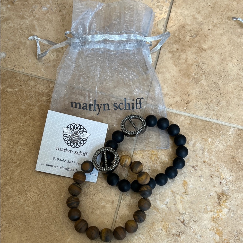 Marlyn Schiff Black and Brown Beaded Bracelet Set